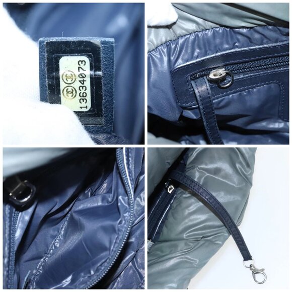 CHANEL Cococoon Shoulder Bag Nylon Gray Silver CC - Picture 15 of 15